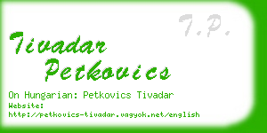 tivadar petkovics business card